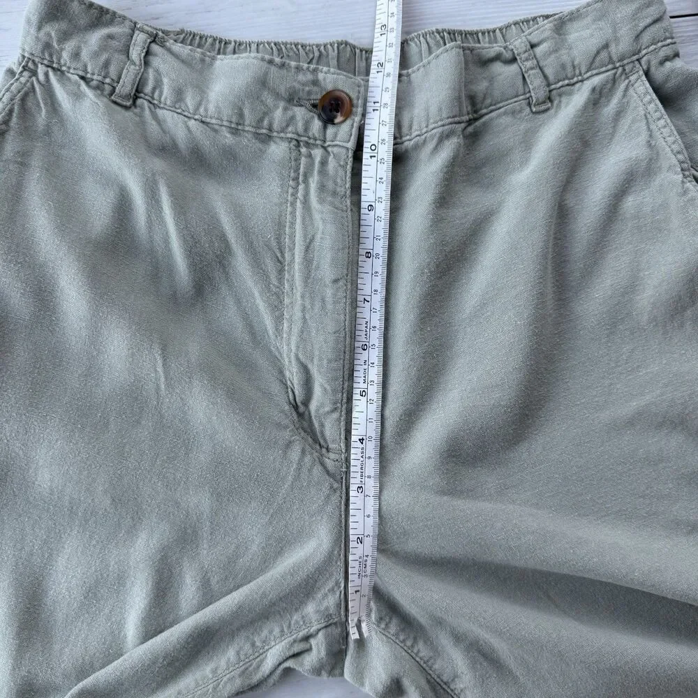 H&M Mens Medium Green Linen Blend Chino Pants Lightweight Casual Coastal Preppy